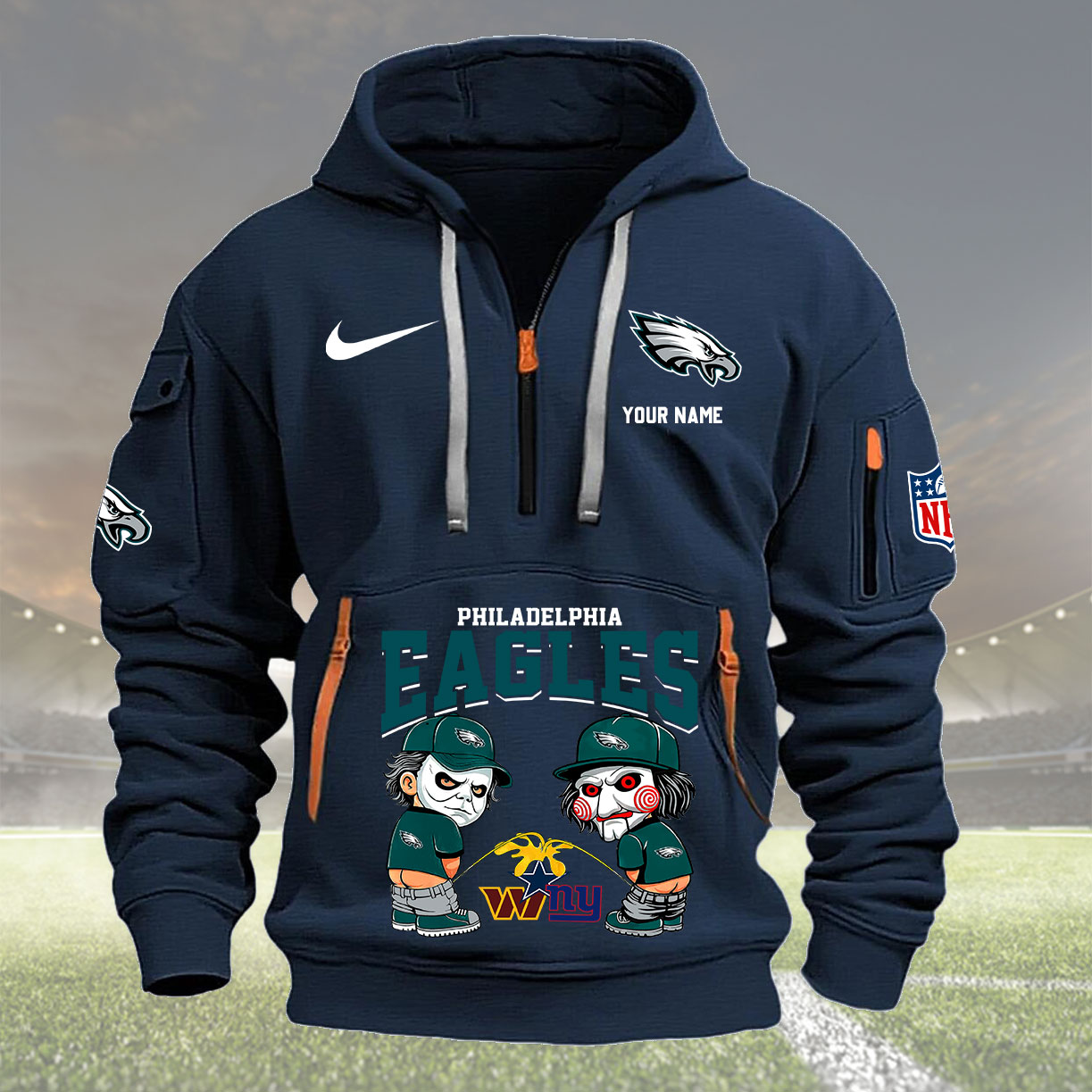 Philadelphia Eagles Personalized Quarter Zip Hoodie New Collection AZBTQZH000298 - Famjoys Philadelphia Eagles Personalized Quarter Zip Hoodie New Collection AZBTQZH000298 - Famjoys