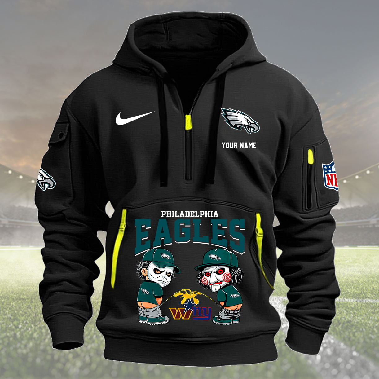Philadelphia Eagles Personalized Quarter Zip Hoodie New Collection AZBTQZH000298 - Famjoys Philadelphia Eagles Personalized Quarter Zip Hoodie New Collection AZBTQZH000298 - Famjoys