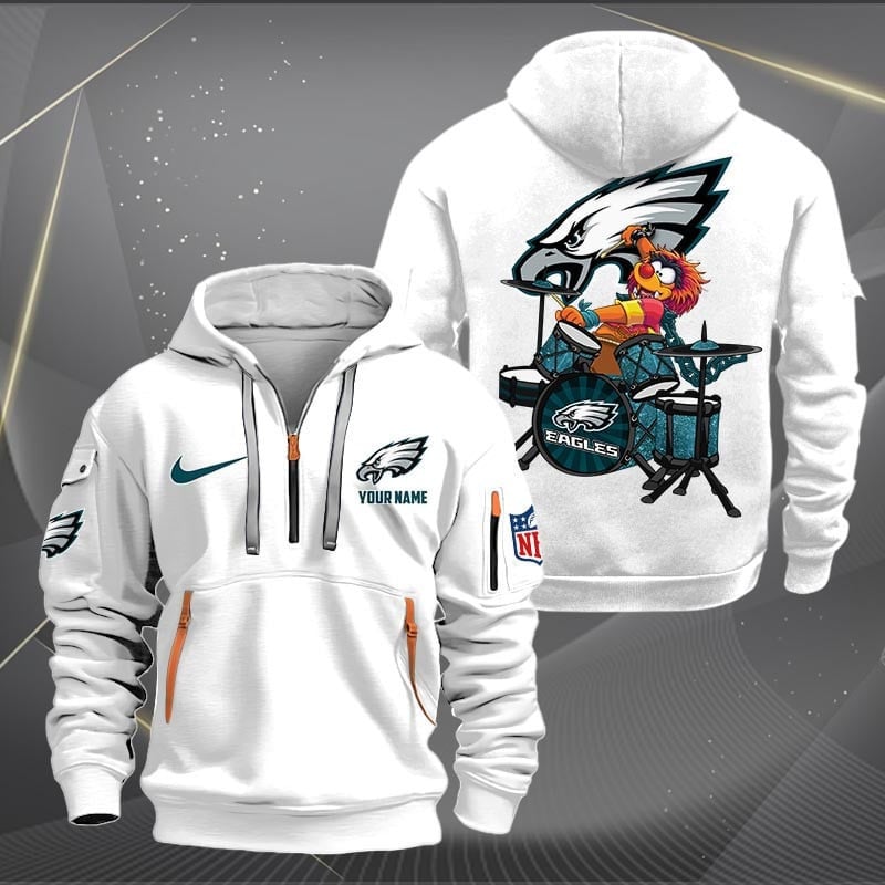 Philadelphia Eagles Premium Personalized Quarter Zip Hoodie AZBTCQZH000026 - Famjoys Philadelphia Eagles Premium Personalized Quarter Zip Hoodie AZBTCQZH000026 - Famjoys