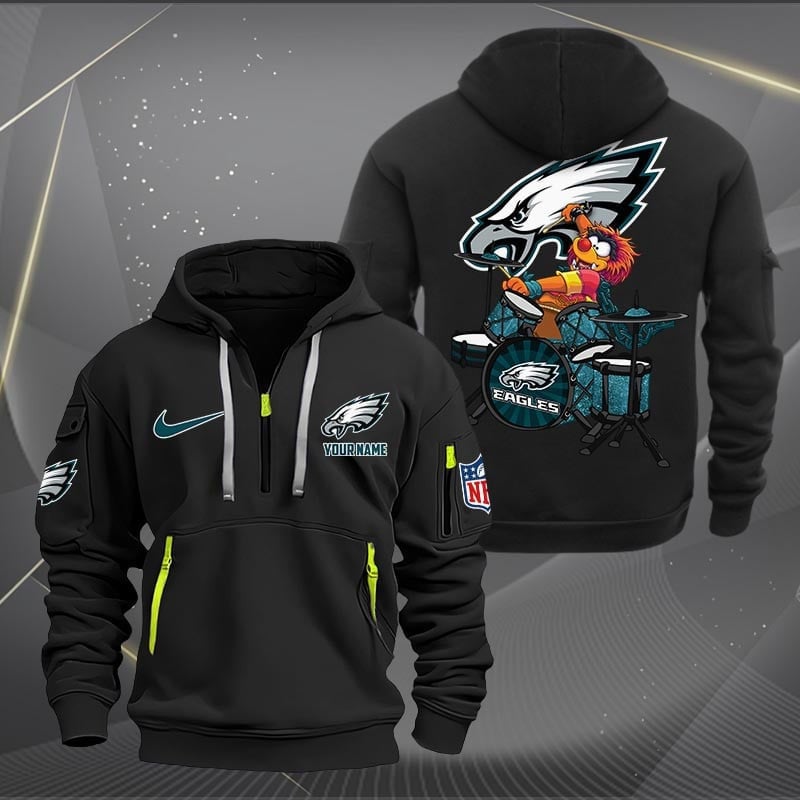 Philadelphia Eagles Premium Personalized Quarter Zip Hoodie AZBTCQZH000026 - Famjoys Philadelphia Eagles Premium Personalized Quarter Zip Hoodie AZBTCQZH000026 - Famjoys