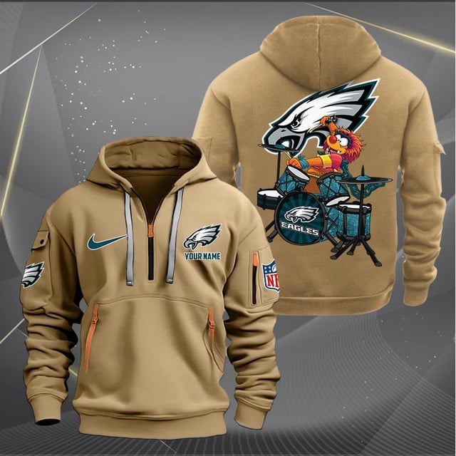 Philadelphia Eagles Premium Personalized Quarter Zip Hoodie AZBTCQZH000026 - Famjoys Philadelphia Eagles Premium Personalized Quarter Zip Hoodie AZBTCQZH000026 - Famjoys