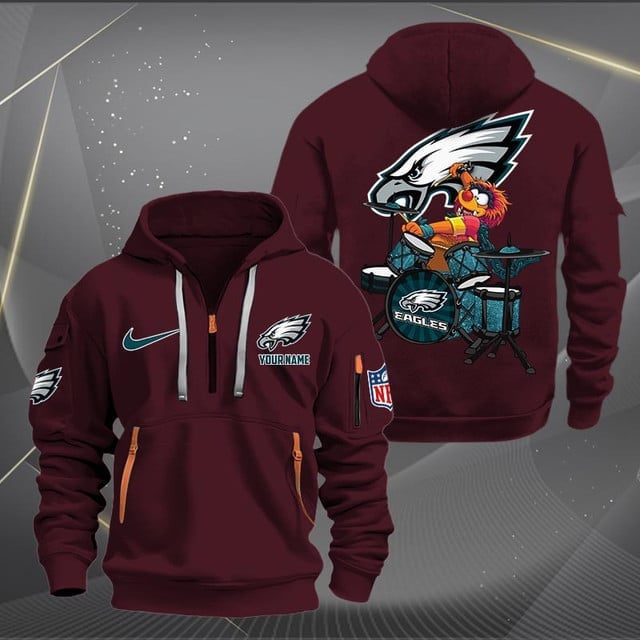 Philadelphia Eagles Premium Personalized Quarter Zip Hoodie AZBTCQZH000026 - Famjoys Philadelphia Eagles Premium Personalized Quarter Zip Hoodie AZBTCQZH000026 - Famjoys