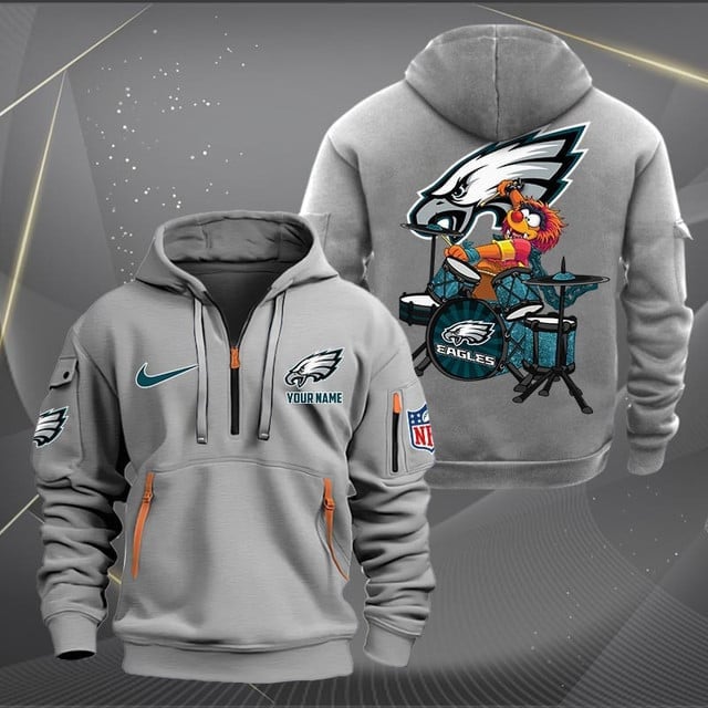 Philadelphia Eagles Premium Personalized Quarter Zip Hoodie AZBTCQZH000026 - Famjoys Philadelphia Eagles Premium Personalized Quarter Zip Hoodie AZBTCQZH000026 - Famjoys