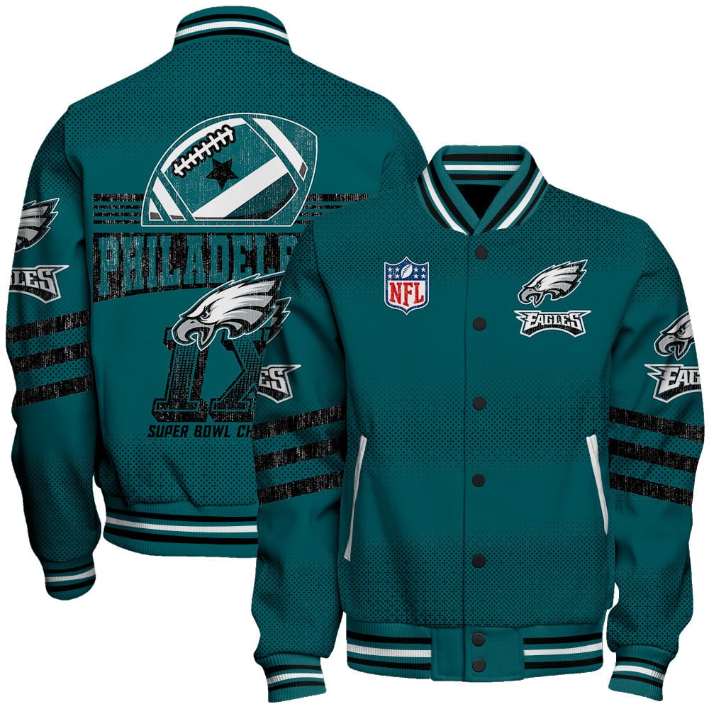 Philadelphia Eagles Proud Of Every Championship Win Unisex Varsity Jacket - Famjoys Philadelphia Eagles Proud Of Every Championship Win Unisex Varsity Jacket - Famjoys