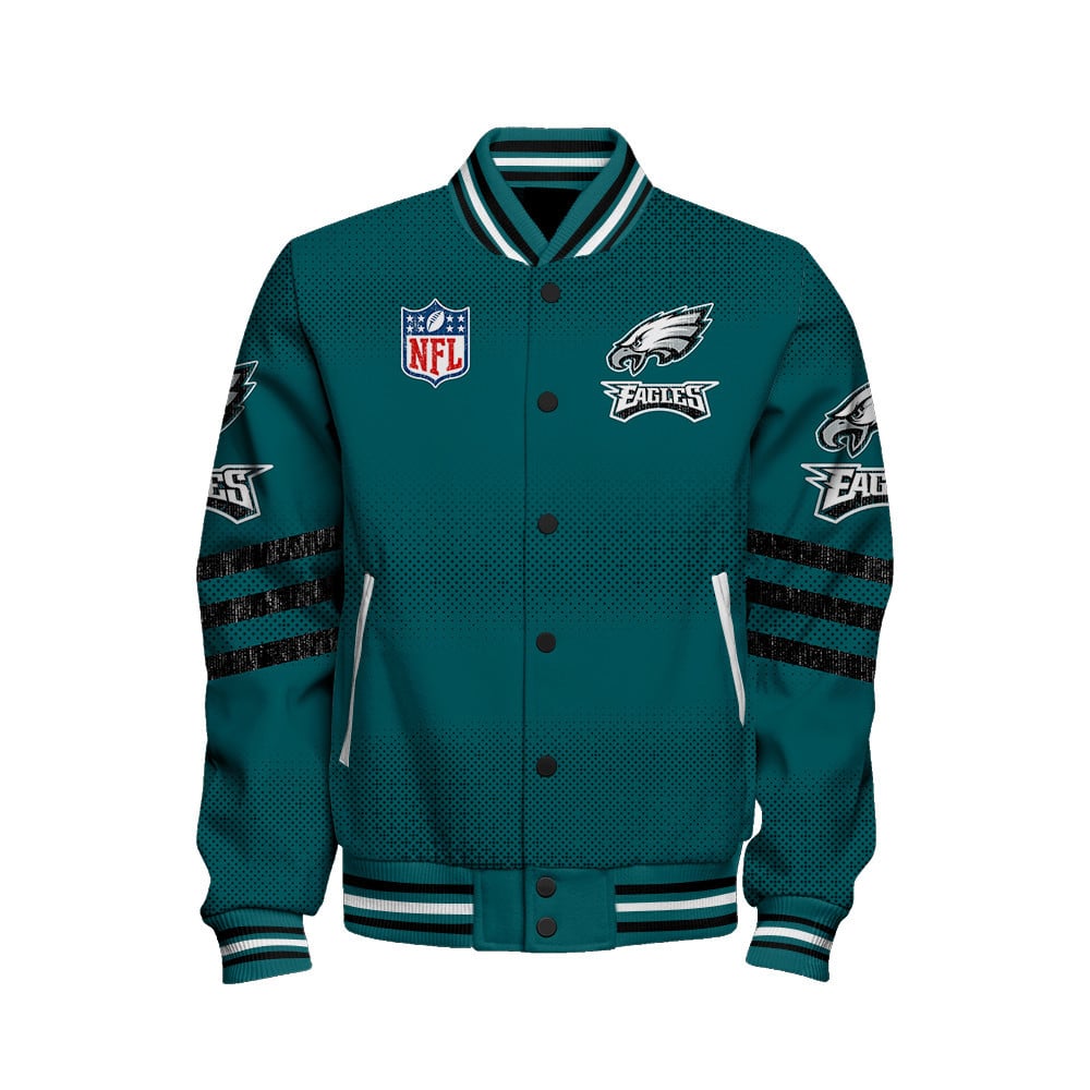 Philadelphia Eagles Proud Of Every Championship Win Unisex Varsity Jacket - Famjoys Philadelphia Eagles Proud Of Every Championship Win Unisex Varsity Jacket - Famjoys