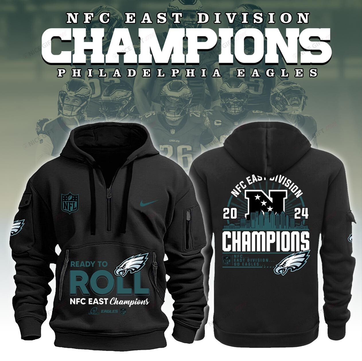 Philadelphia Eagles Quarter Zip Hoodie QZH-O0N0Z6 - Famjoys Philadelphia Eagles Quarter Zip Hoodie QZH-O0N0Z6 - Famjoys