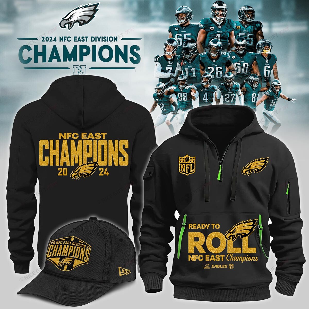 Philadelphia Eagles Quarter Zip Hoodie QZH-S2N0K4 - Famjoys Philadelphia Eagles Quarter Zip Hoodie QZH-S2N0K4 - Famjoys