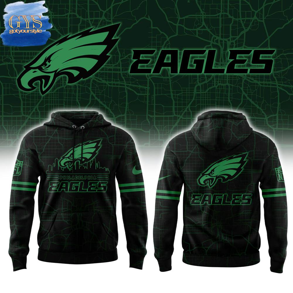 Philadelphia Eagles Skyline Black Hoodie - Famjoys Philadelphia Eagles Skyline Black Hoodie - Famjoys