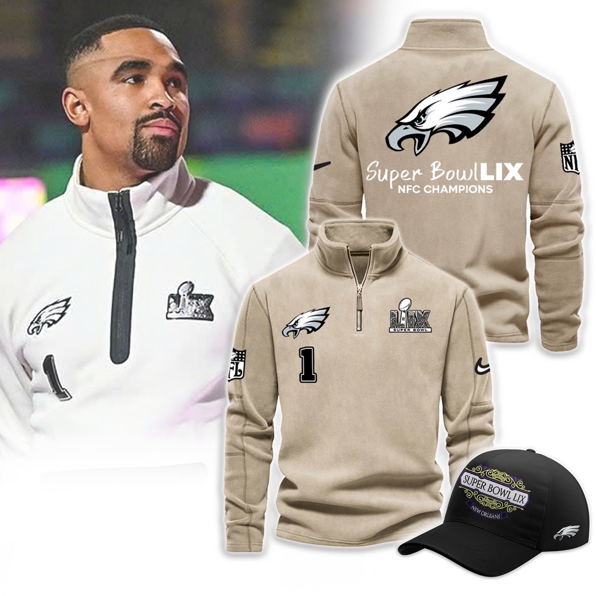 Philadelphia Eagles Super Bowl 2025 Black Fleece Pullover Sweatshirt - Famjoys Philadelphia Eagles Super Bowl 2025 Black Fleece Pullover Sweatshirt - Famjoys
