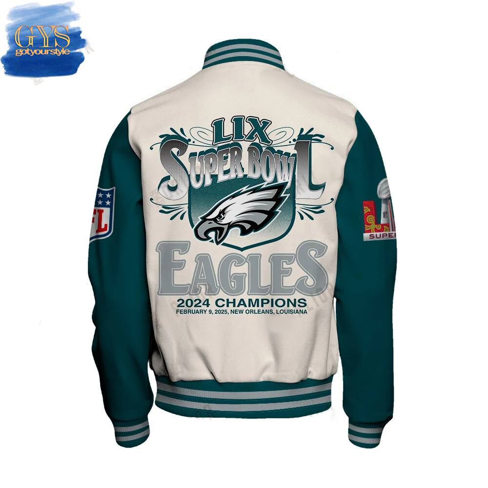 Philadelphia Eagles Super Bowl 2025 Celebrate The Victory Varsity Jacket - Famjoys Philadelphia Eagles Super Bowl 2025 Celebrate The Victory Varsity Jacket - Famjoys