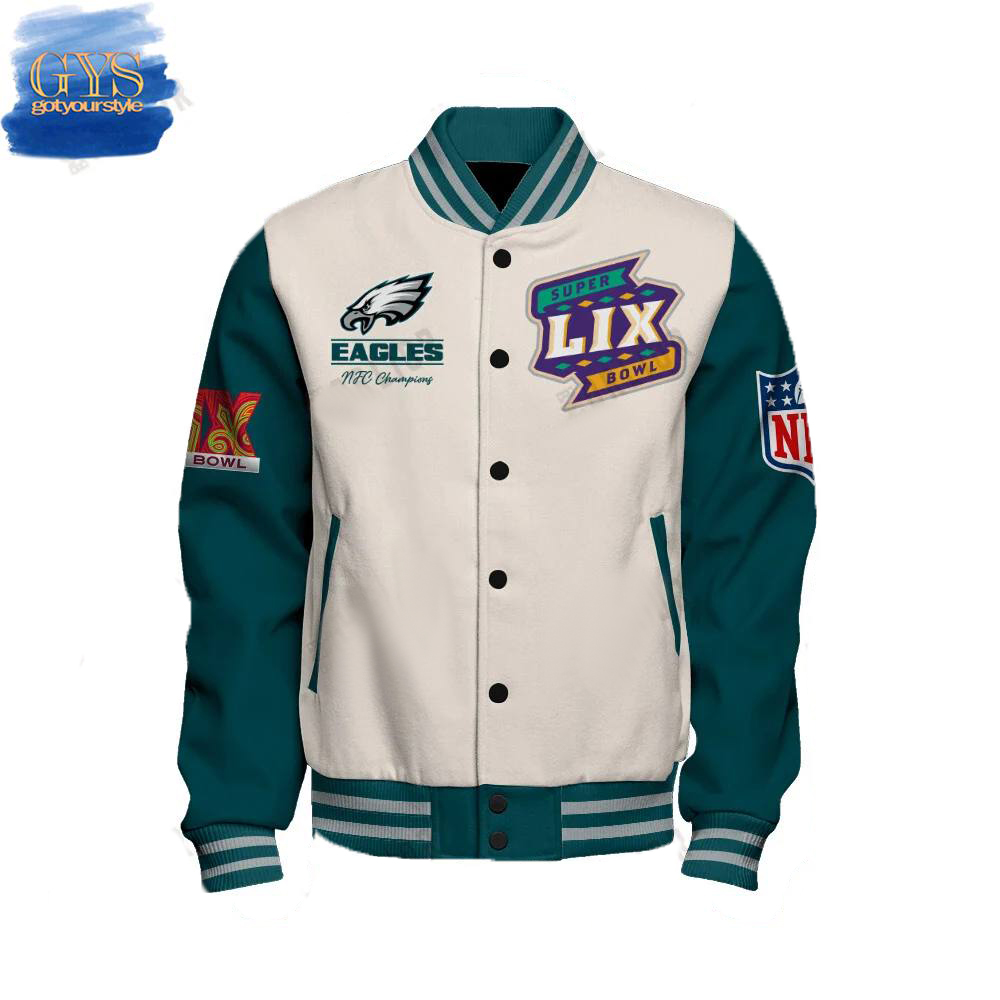 Philadelphia Eagles Super Bowl 2025 Celebrate The Victory Varsity Jacket - Famjoys Philadelphia Eagles Super Bowl 2025 Celebrate The Victory Varsity Jacket - Famjoys