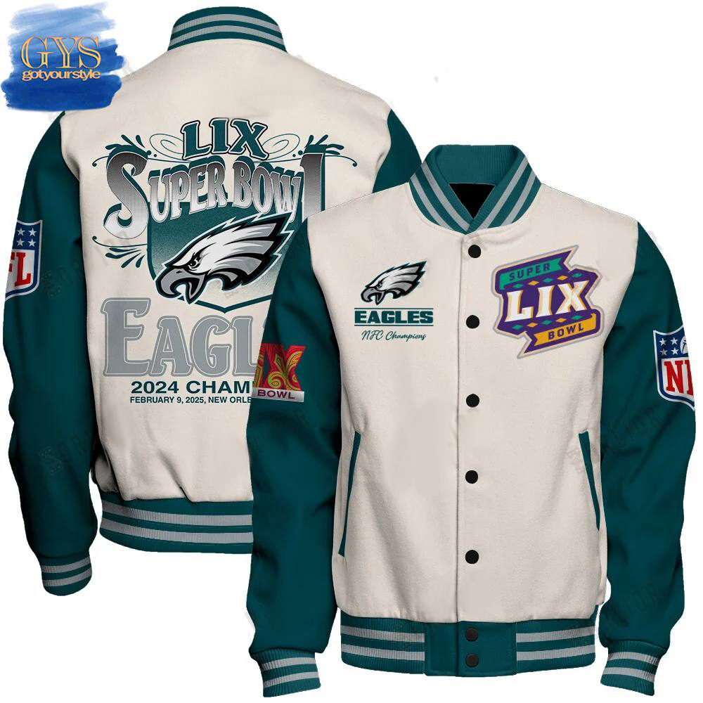 Philadelphia Eagles Super Bowl 2025 Celebrate The Victory Varsity Jacket - Famjoys Philadelphia Eagles Super Bowl 2025 Celebrate The Victory Varsity Jacket - Famjoys