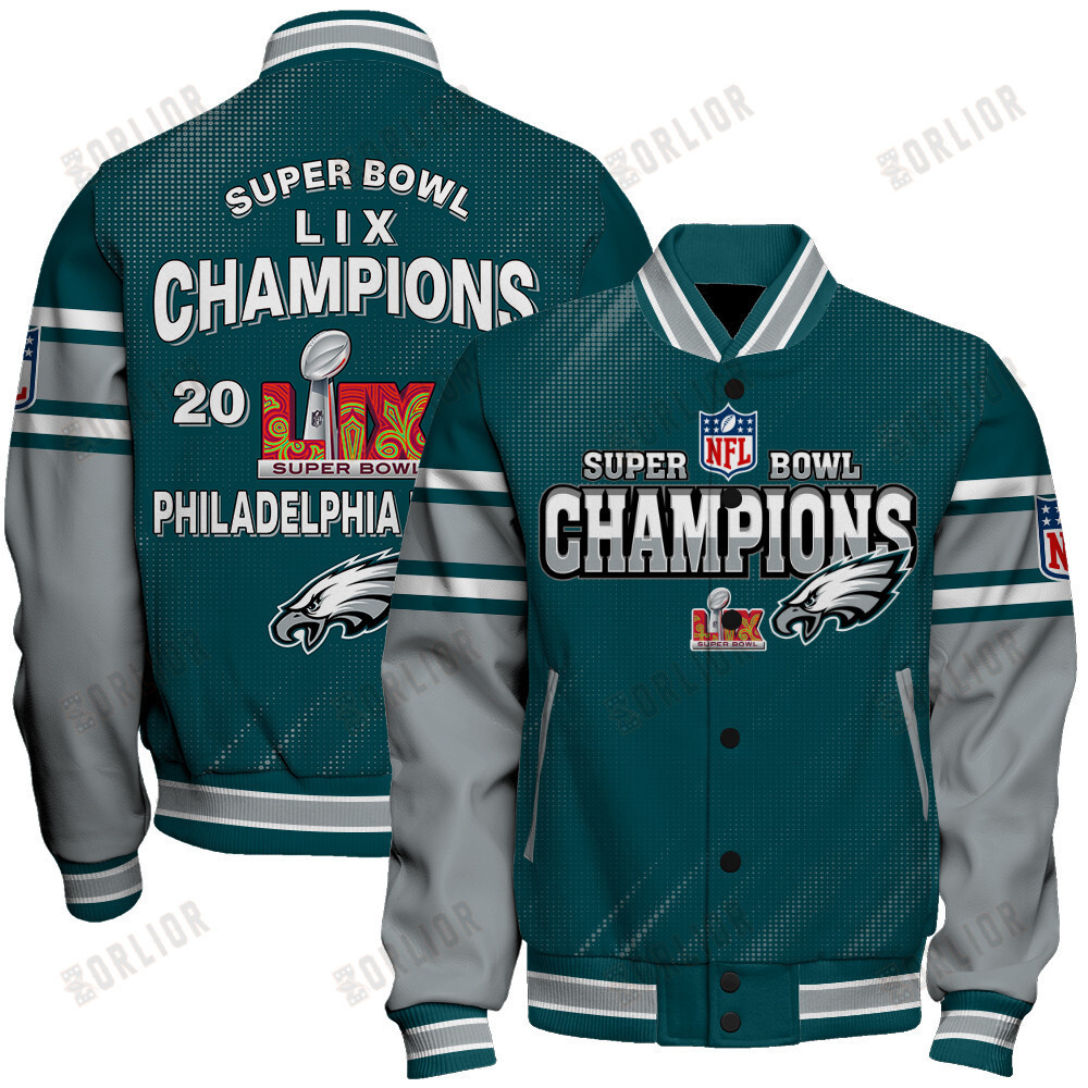 Philadelphia Eagles Super Bowl 2025 Champiosn Celebrate Greatness Varsity Jacket - Famjoys Philadelphia Eagles Super Bowl 2025 Champiosn Celebrate Greatness Varsity Jacket - Famjoys