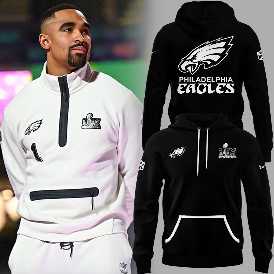 Philadelphia Eagles Super Bowl Black Hoodie - Famjoys Philadelphia Eagles Super Bowl Black Hoodie - Famjoys