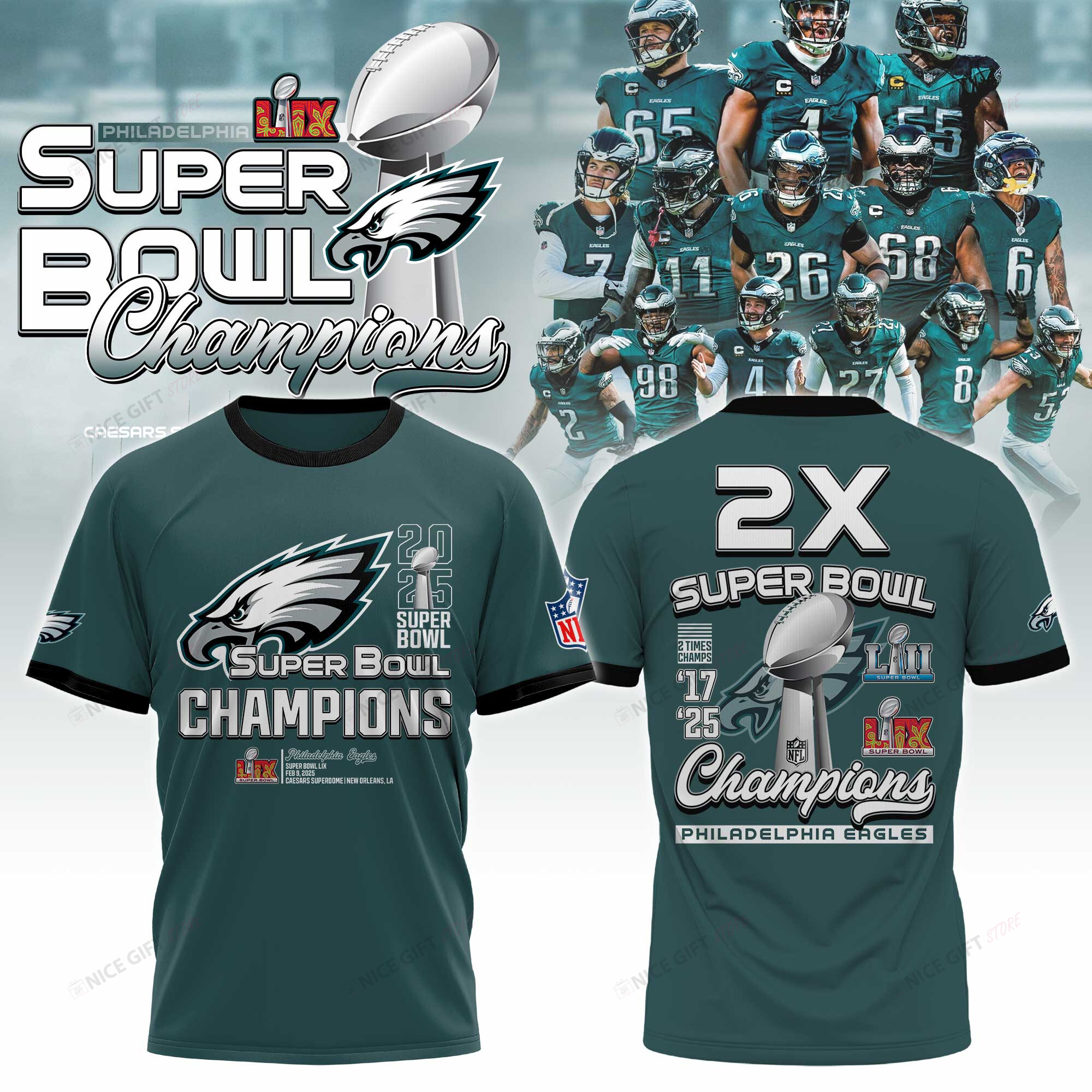 Philadelphia Eagles Super Bowl Champions 3D T-shirt 3TS-I9P4 - Famjoys Philadelphia Eagles Super Bowl Champions 3D T-shirt 3TS-I9P4 - Famjoys