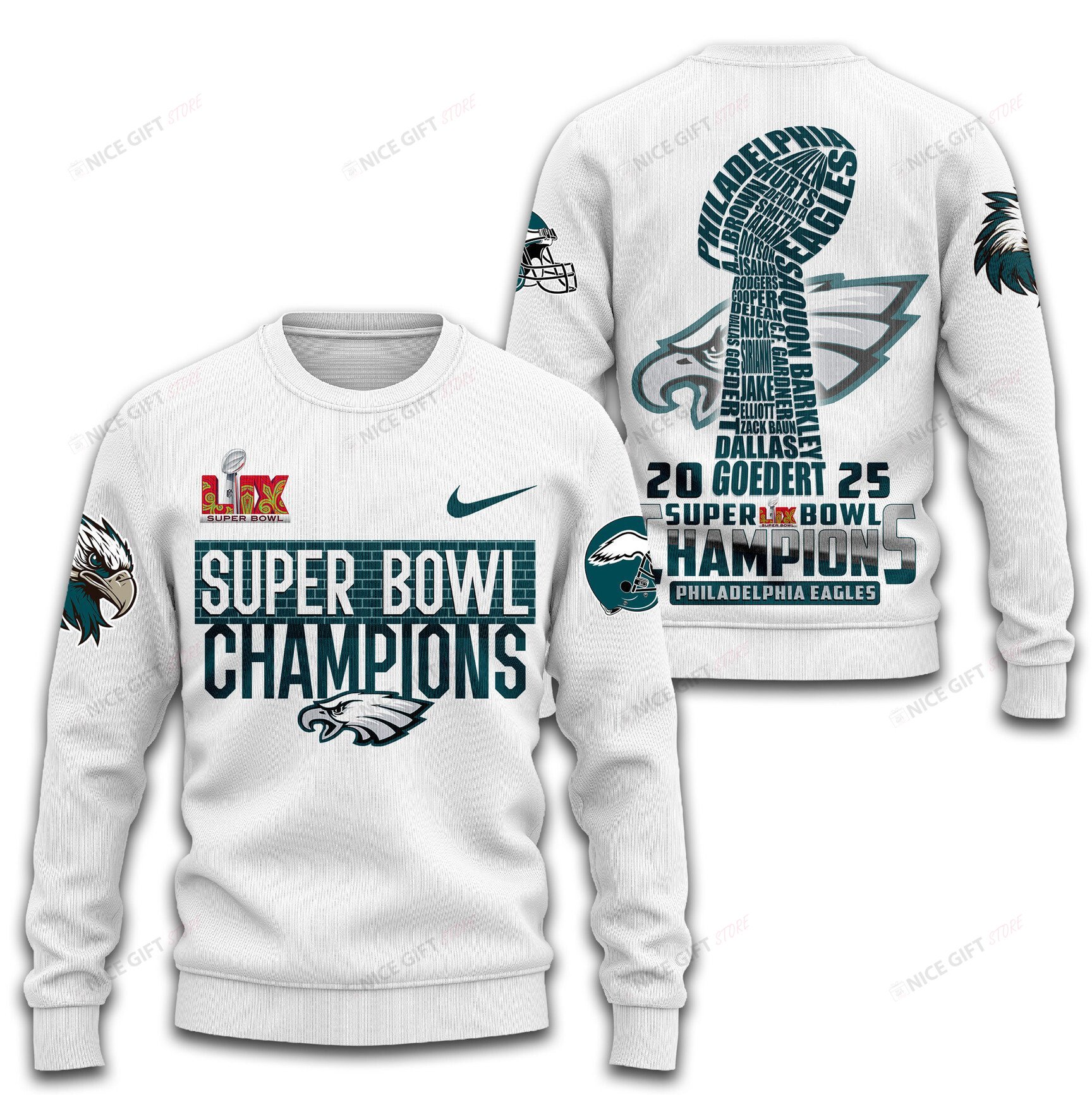Philadelphia Eagles Super Bowl Champions Crewneck Sweatshirt 3CS-P2J1 - Famjoys Philadelphia Eagles Super Bowl Champions Crewneck Sweatshirt 3CS-P2J1 - Famjoys