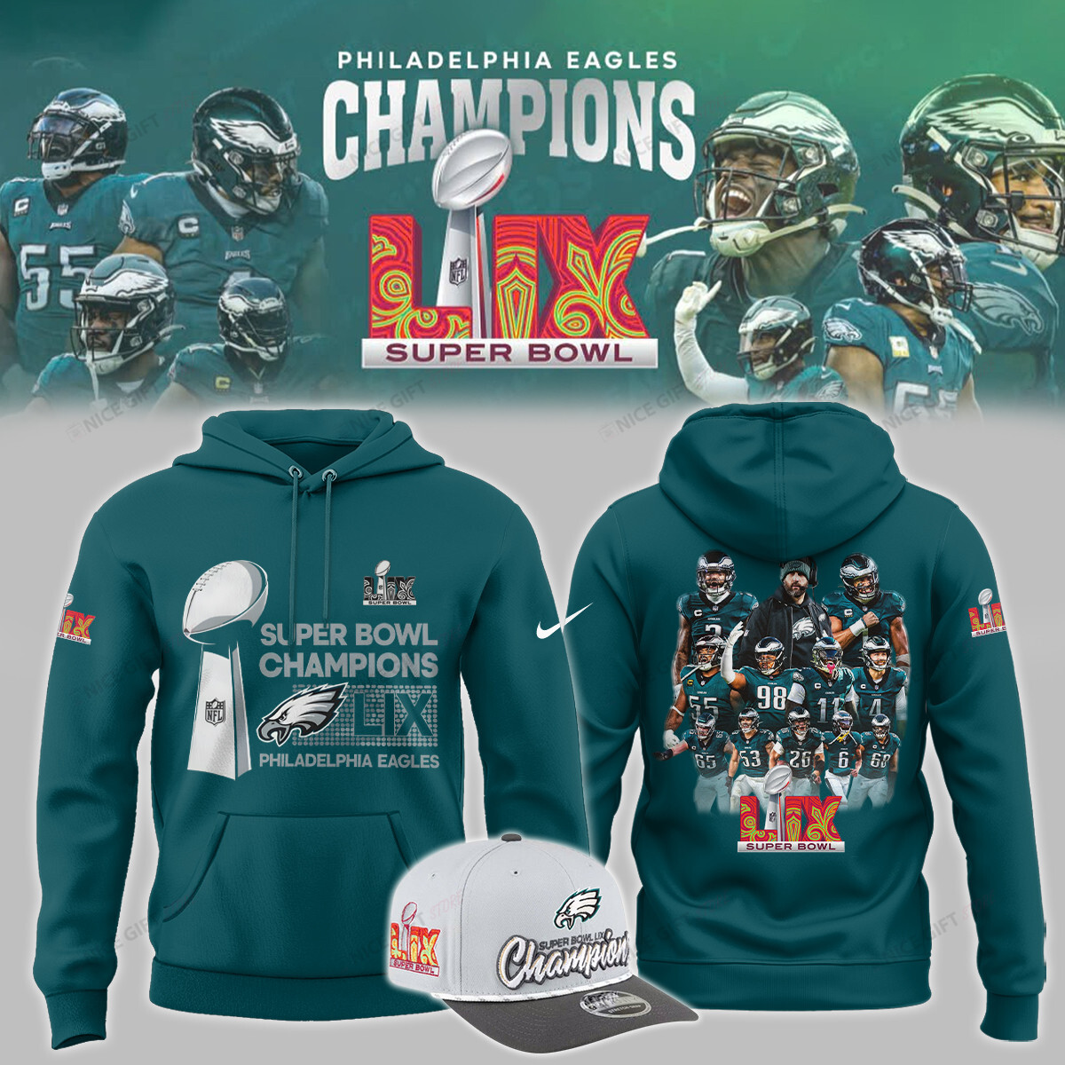 Philadelphia Eagles Super Bowl Champions Hoodie 3D 3HO-G7T3 - Famjoys Philadelphia Eagles Super Bowl Champions Hoodie 3D 3HO-G7T3 - Famjoys