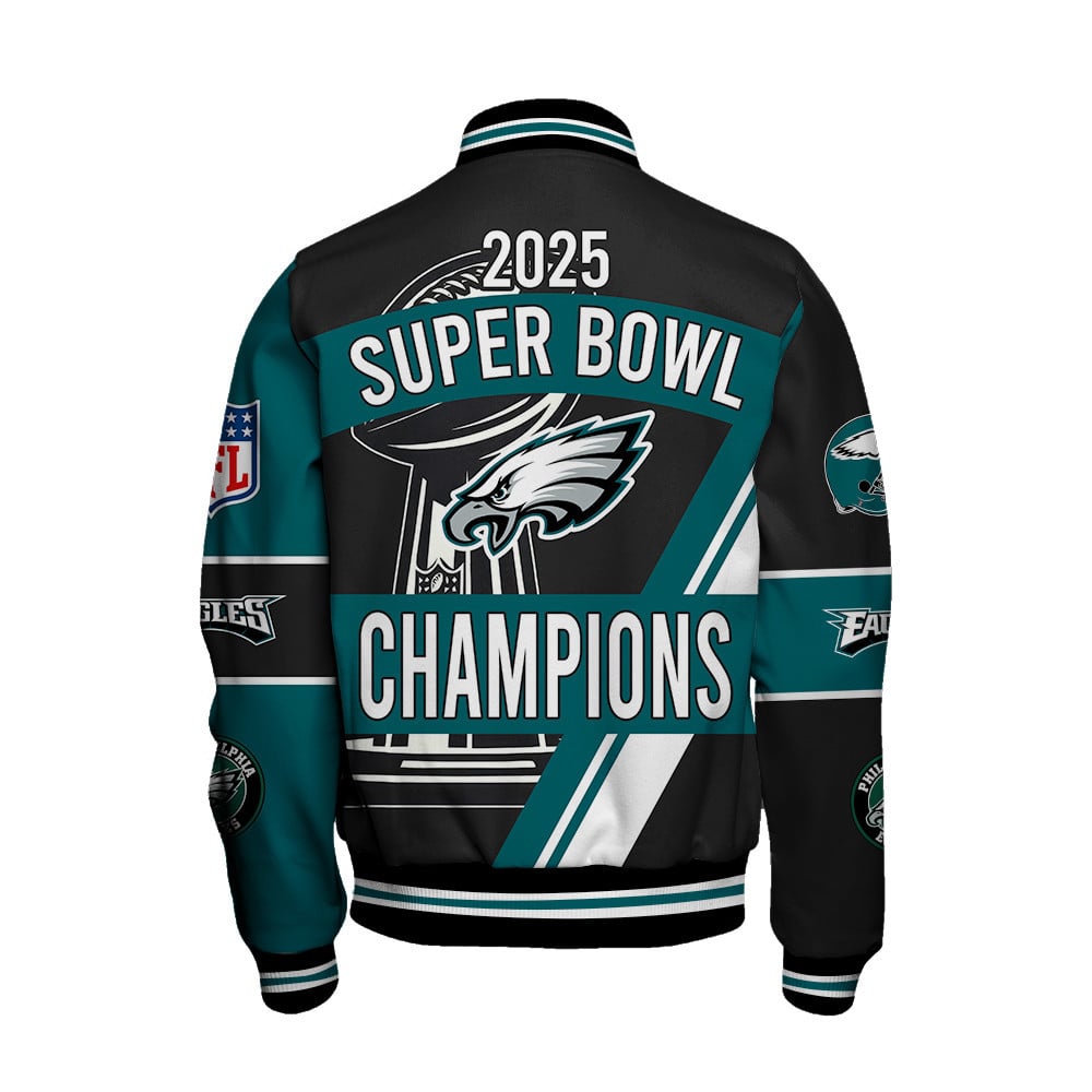 Philadelphia Eagles Super Bowl Champions The Story Is Far From Over Varsity Jacket - Famjoys Philadelphia Eagles Super Bowl Champions The Story Is Far From Over Varsity Jacket - Famjoys