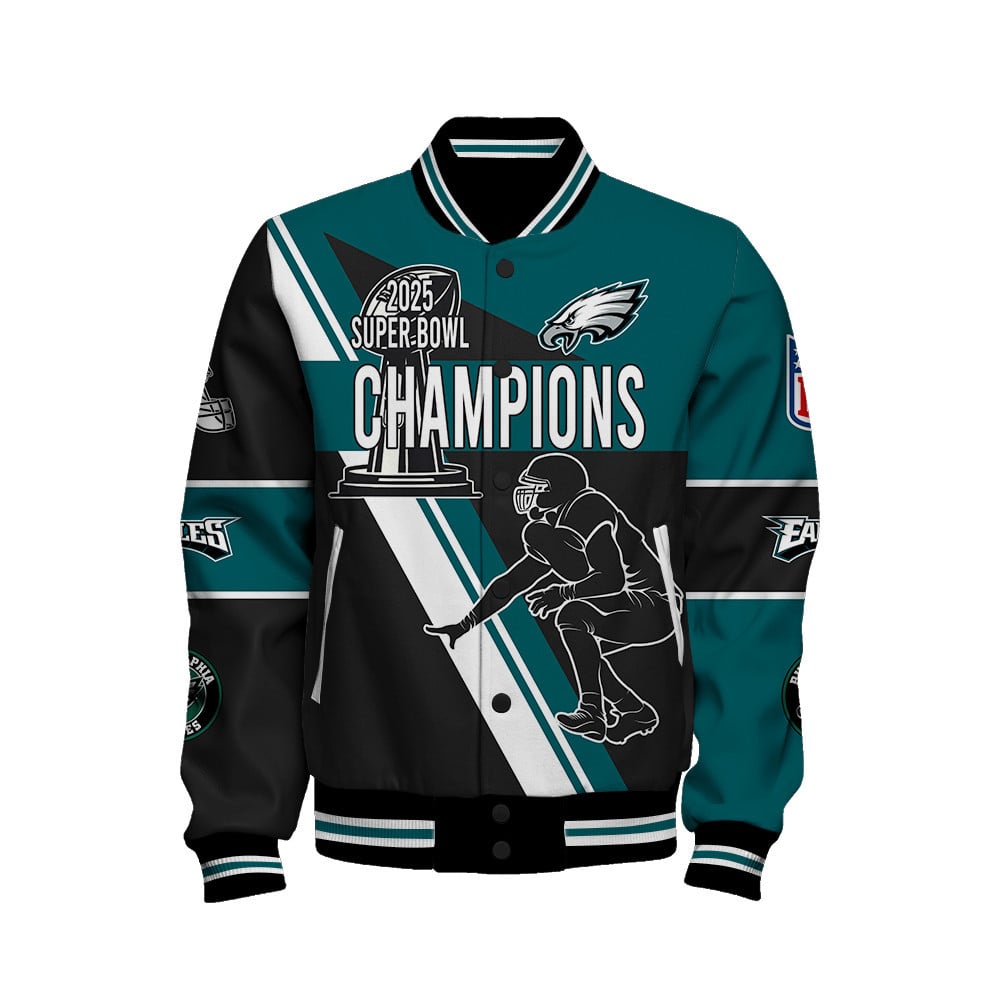 Philadelphia Eagles Super Bowl Champions The Story Is Far From Over Varsity Jacket - Famjoys Philadelphia Eagles Super Bowl Champions The Story Is Far From Over Varsity Jacket - Famjoys