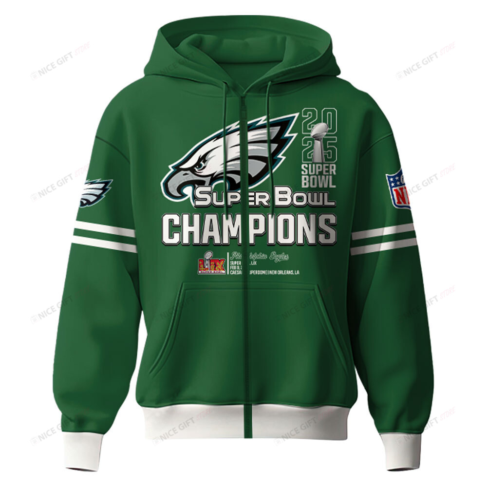 Philadelphia Eagles Super Bowl Champions Zip Hoodie 3D 3ZH-A8N2 - Famjoys Philadelphia Eagles Super Bowl Champions Zip Hoodie 3D 3ZH-A8N2 - Famjoys