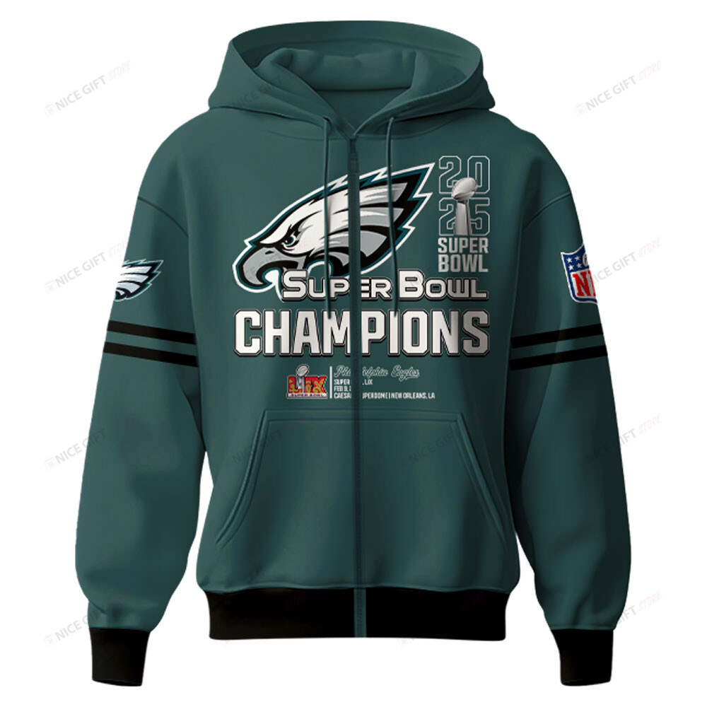 Philadelphia Eagles Super Bowl Champions Zip Hoodie 3D 3ZH-A8U3 - Famjoys Philadelphia Eagles Super Bowl Champions Zip Hoodie 3D 3ZH-A8U3 - Famjoys