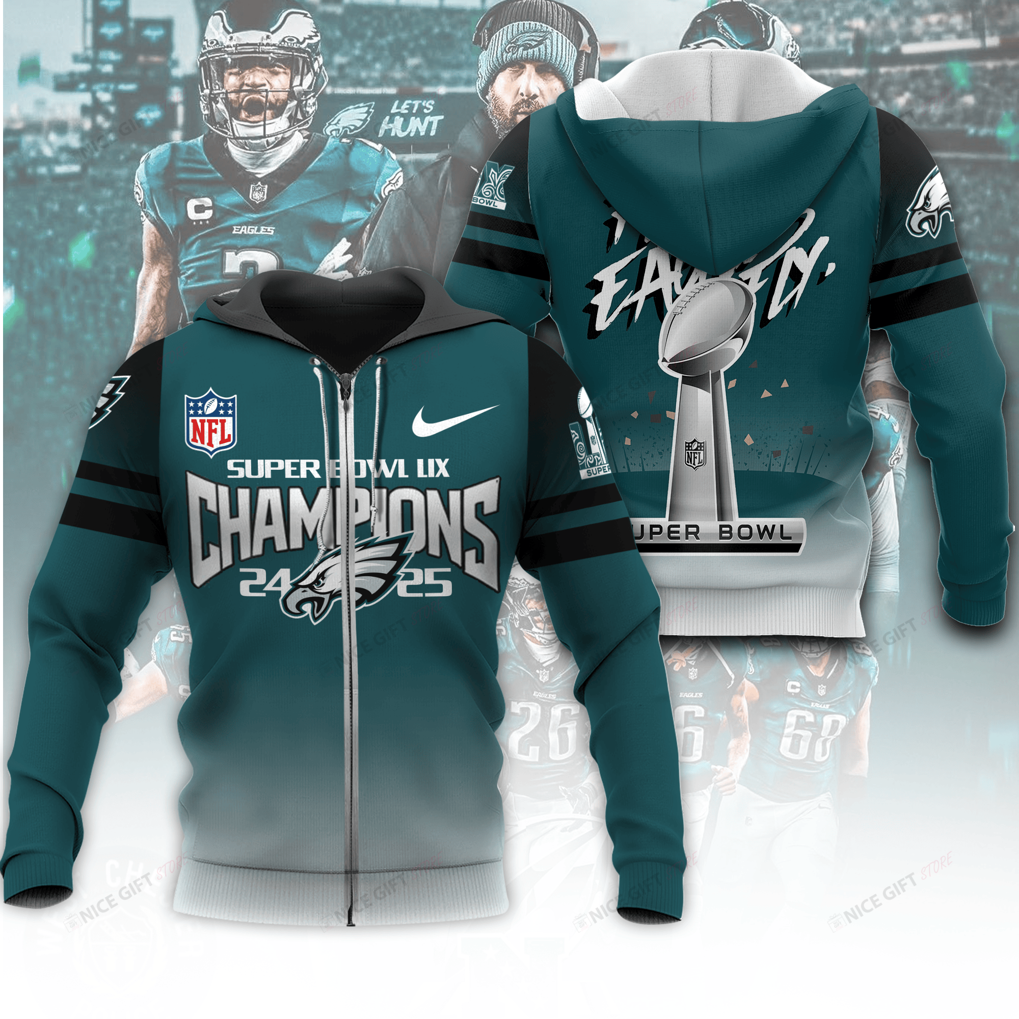 Philadelphia Eagles Super Bowl Champions Zip Hoodie 3D 3ZH-Z7X4 - Famjoys Philadelphia Eagles Super Bowl Champions Zip Hoodie 3D 3ZH-Z7X4 - Famjoys