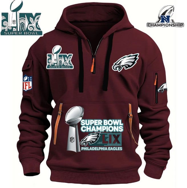 Philadelphia Eagles Super Bowl Championship - HOODIE HALF ZIPPER - QTA405111384 - Famjoys Philadelphia Eagles Super Bowl Championship - HOODIE HALF ZIPPER - QTA405111384 - Famjoys