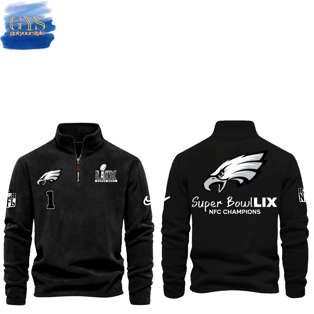 Philadelphia Eagles Super Bowl LIX 2025 Black Sweatshirt - Famjoys Philadelphia Eagles Super Bowl LIX 2025 Black Sweatshirt - Famjoys
