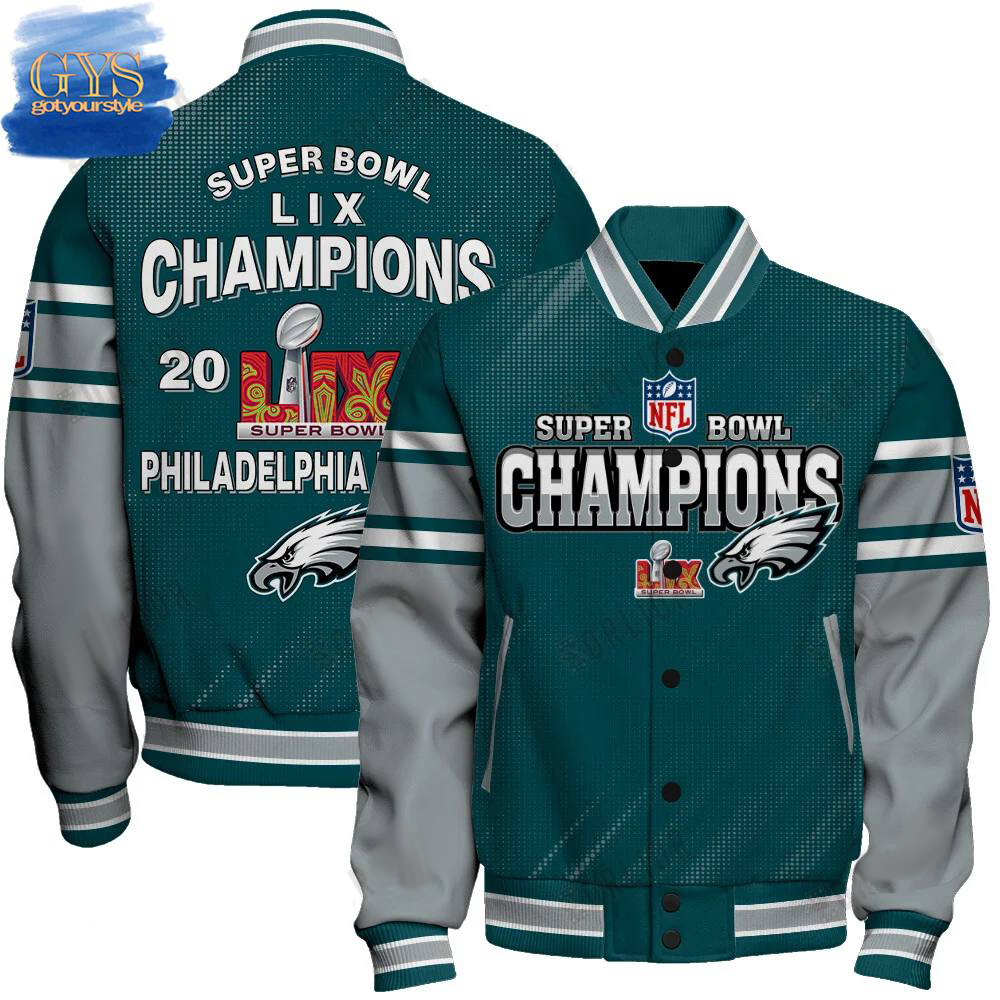Philadelphia Eagles Super Bowl LIX 2025 Champions Varsity Jacket - Famjoys Philadelphia Eagles Super Bowl LIX 2025 Champions Varsity Jacket - Famjoys