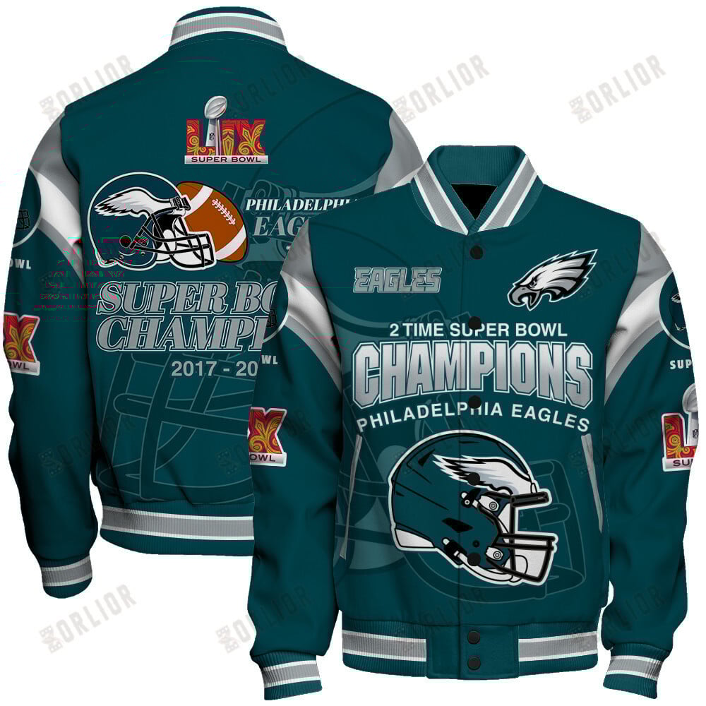 Philadelphia Eagles Super Bowl LIX 2025 Make History Varsity Jacket - Famjoys Philadelphia Eagles Super Bowl LIX 2025 Make History Varsity Jacket - Famjoys
