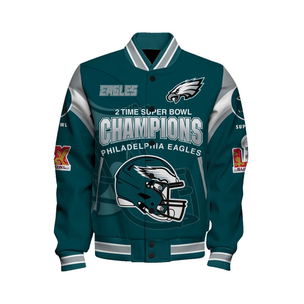 Philadelphia Eagles Super Bowl LIX 2025 Make History Varsity Jacket - Famjoys Philadelphia Eagles Super Bowl LIX 2025 Make History Varsity Jacket - Famjoys