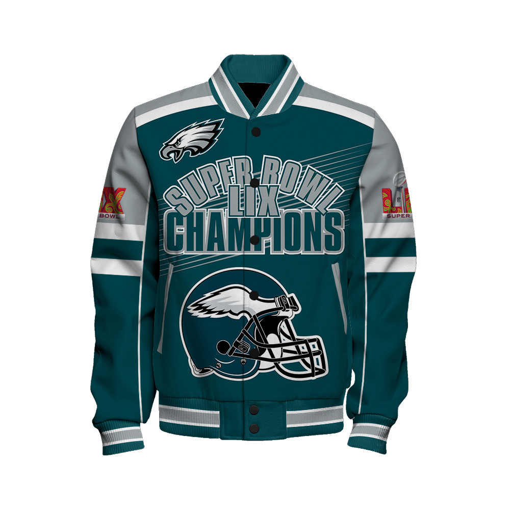 Philadelphia Eagles Super Bowl LIX Achieve Dream Varsity Jacket - Famjoys Philadelphia Eagles Super Bowl LIX Achieve Dream Varsity Jacket - Famjoys