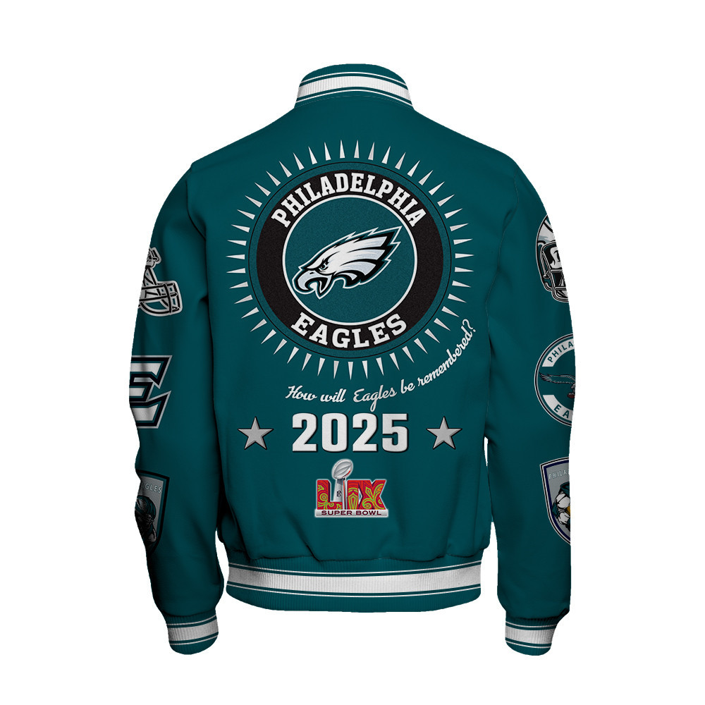 Philadelphia Eagles Super Bowl LIX Celebrate The Champions Varsity Jacket - Famjoys Philadelphia Eagles Super Bowl LIX Celebrate The Champions Varsity Jacket - Famjoys
