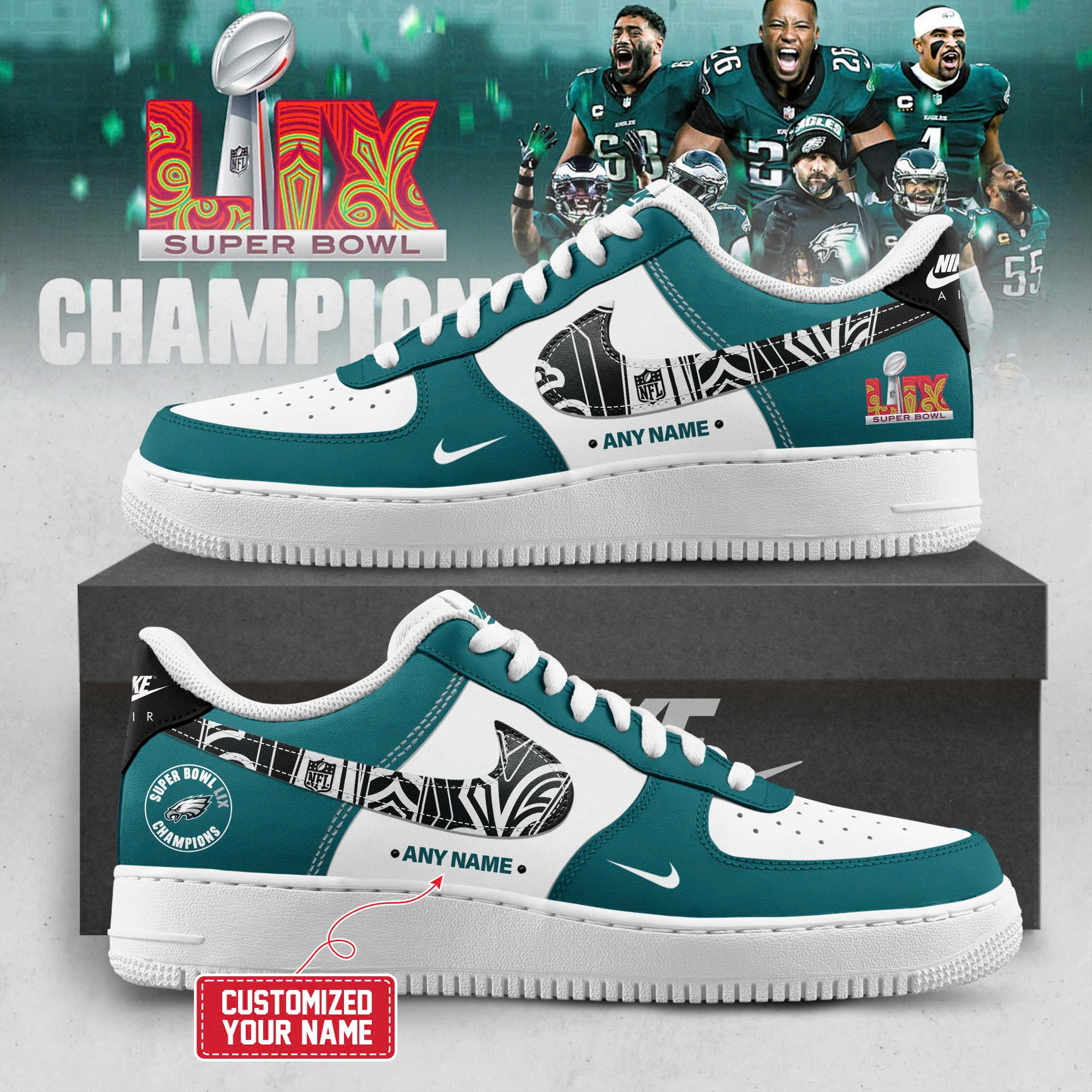 Philadelphia Eagles Super Bowl LIX Champions 2025 New AF1 SNEAKER - Famjoys Philadelphia Eagles Super Bowl LIX Champions 2025 New AF1 SNEAKER - Famjoys
