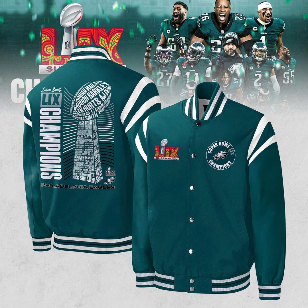Philadelphia Eagles Super Bowl LIX Champions 2025 New Baseball Jacket 2 - Famjoys Philadelphia Eagles Super Bowl LIX Champions 2025 New Baseball Jacket 2 - Famjoys