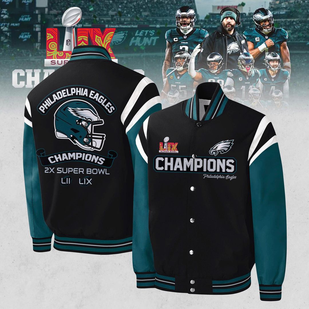 Philadelphia Eagles Super Bowl LIX Champions 2025 New Baseball Jacket - Famjoys Philadelphia Eagles Super Bowl LIX Champions 2025 New Baseball Jacket - Famjoys