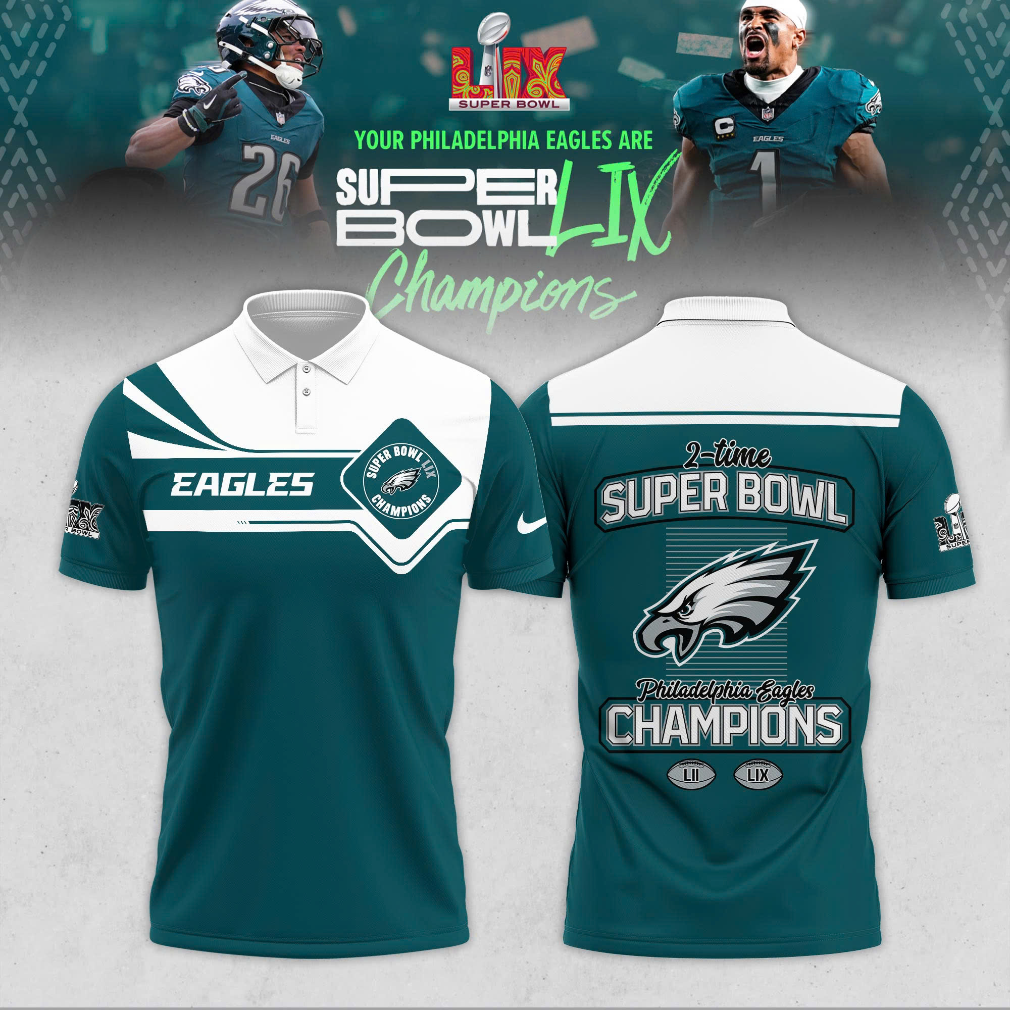 Philadelphia Eagles Super Bowl LIX Champions 2025 New Polo Shirt - Famjoys Philadelphia Eagles Super Bowl LIX Champions 2025 New Polo Shirt - Famjoys