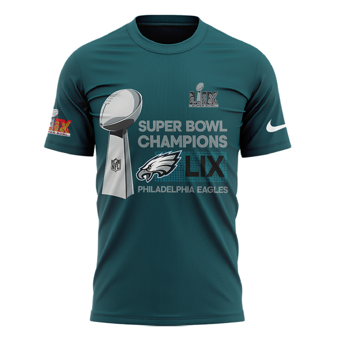 Philadelphia Eagles Super Bowl LIX Champions 2025 Tshirt + Joggers + Cap - Famjoys Philadelphia Eagles Super Bowl LIX Champions 2025 Tshirt + Joggers + Cap - Famjoys
