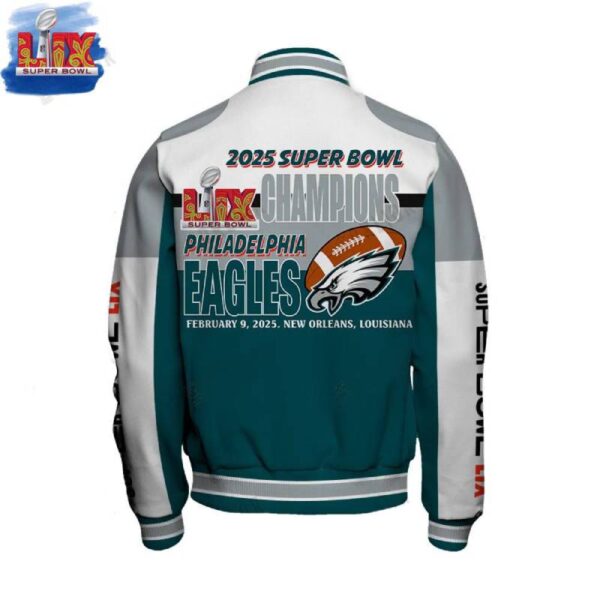 Philadelphia Eagles Super Bowl LIX Champions Baseball Jacket - Famjoys Philadelphia Eagles Super Bowl LIX Champions Baseball Jacket - Famjoys
