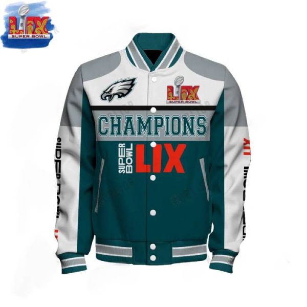 Philadelphia Eagles Super Bowl LIX Champions Baseball Jacket - Famjoys Philadelphia Eagles Super Bowl LIX Champions Baseball Jacket - Famjoys