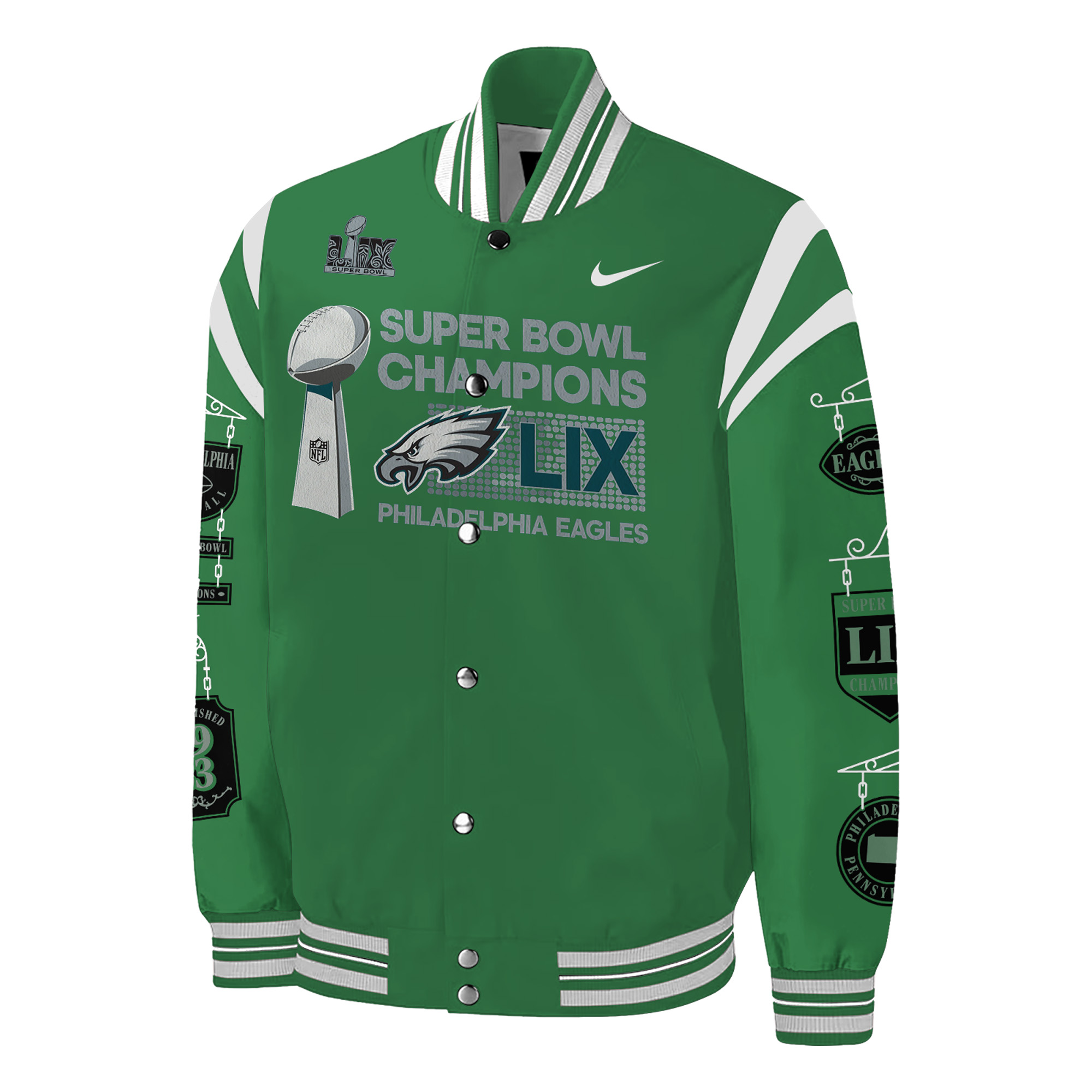 Philadelphia Eagles Super Bowl LIX Champions Bomber Jacket - Famjoys Philadelphia Eagles Super Bowl LIX Champions Bomber Jacket - Famjoys