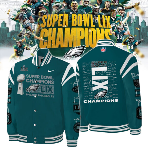Philadelphia Eagles Super Bowl LIX Champions Bomber Jacket - Famjoys Philadelphia Eagles Super Bowl LIX Champions Bomber Jacket - Famjoys