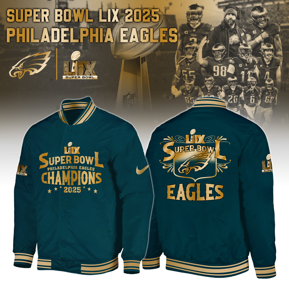 Philadelphia Eagles Super Bowl LIX Champions Bomber V2 - Famjoys Philadelphia Eagles Super Bowl LIX Champions Bomber V2 - Famjoys