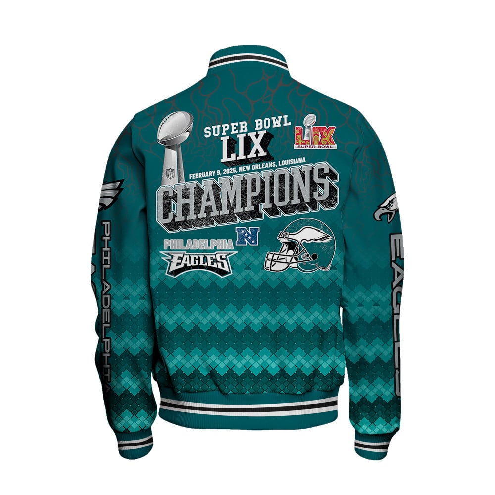 Philadelphia Eagles Super Bowl LIX Champions Celebrate In Style Varsity Jacket - Famjoys Philadelphia Eagles Super Bowl LIX Champions Celebrate In Style Varsity Jacket - Famjoys