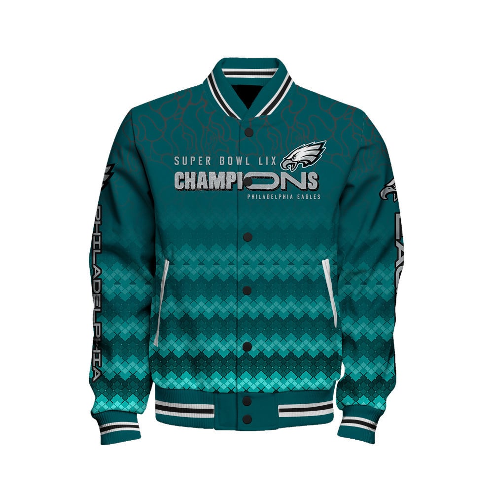 Philadelphia Eagles Super Bowl LIX Champions Celebrate In Style Varsity Jacket - Famjoys Philadelphia Eagles Super Bowl LIX Champions Celebrate In Style Varsity Jacket - Famjoys