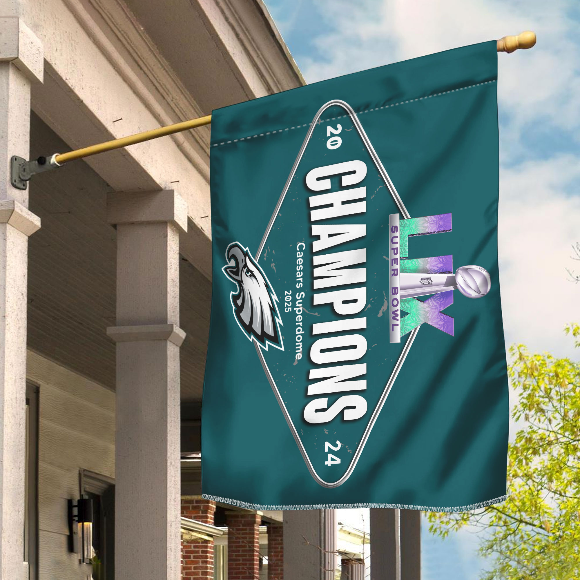 Philadelphia Eagles Super Bowl LIX Champions Flag 2025 - Famjoys Philadelphia Eagles Super Bowl LIX Champions Flag 2025 - Famjoys