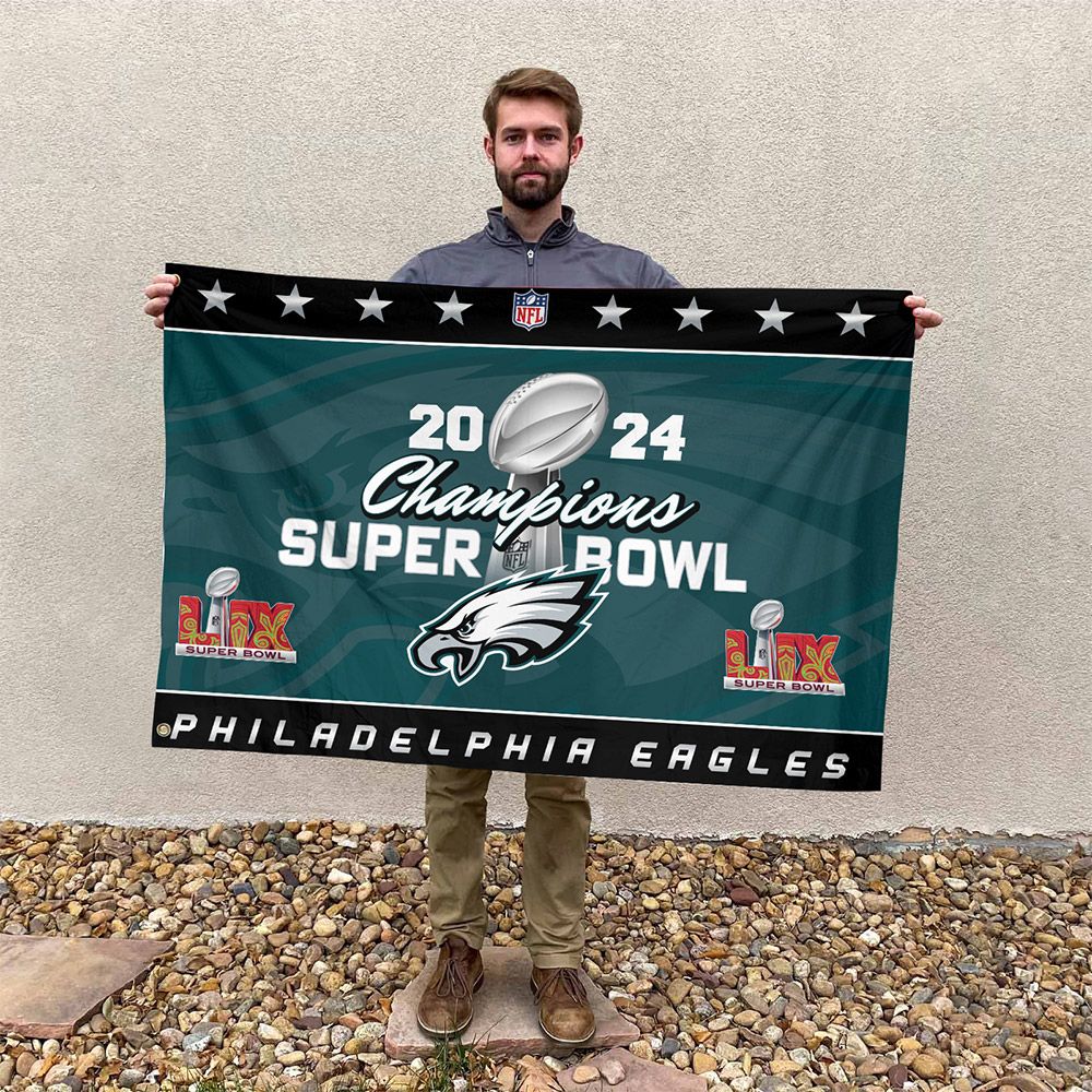 Philadelphia Eagles Super Bowl LIX Champions Flag 2025 - Famjoys Philadelphia Eagles Super Bowl LIX Champions Flag 2025 - Famjoys