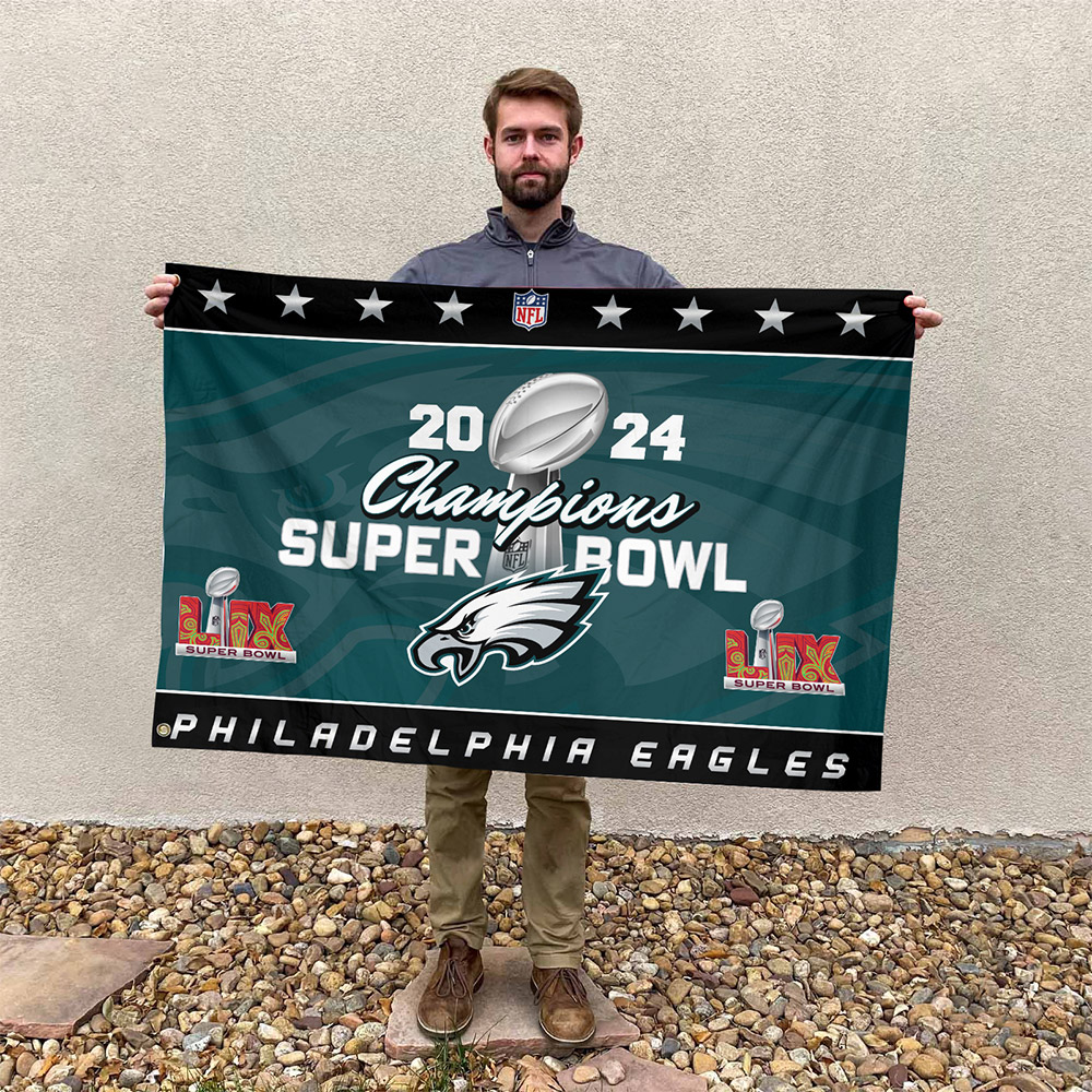 Philadelphia Eagles Super Bowl LIX Champions Flag 2025 - Famjoys Philadelphia Eagles Super Bowl LIX Champions Flag 2025 - Famjoys