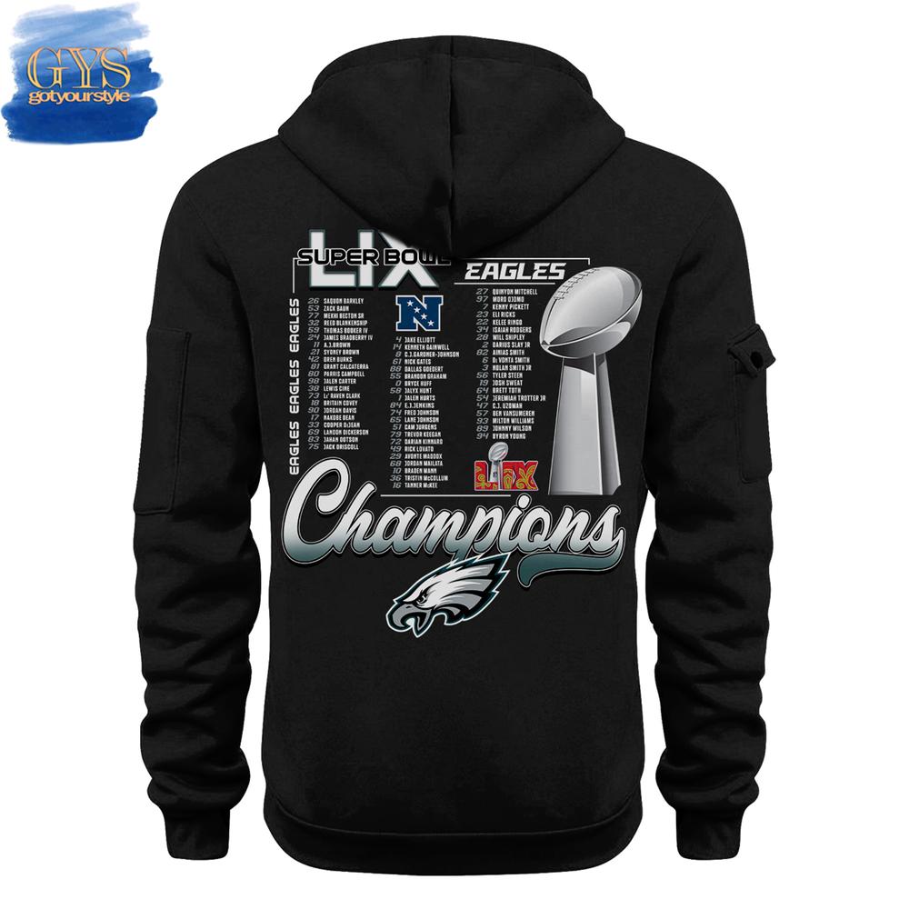Philadelphia Eagles Super Bowl LIX Champions Half New Hoodie - Famjoys Philadelphia Eagles Super Bowl LIX Champions Half New Hoodie - Famjoys