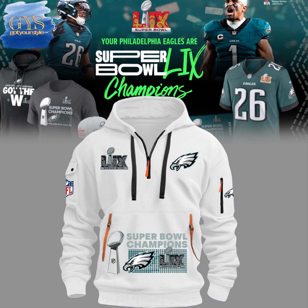 Philadelphia Eagles Super Bowl LIX Champions Half New Hoodie - Famjoys Philadelphia Eagles Super Bowl LIX Champions Half New Hoodie - Famjoys
